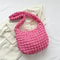 Pleated Plaid Crossbody Bag Large Capacity Quilted Shoulder Tote for Women