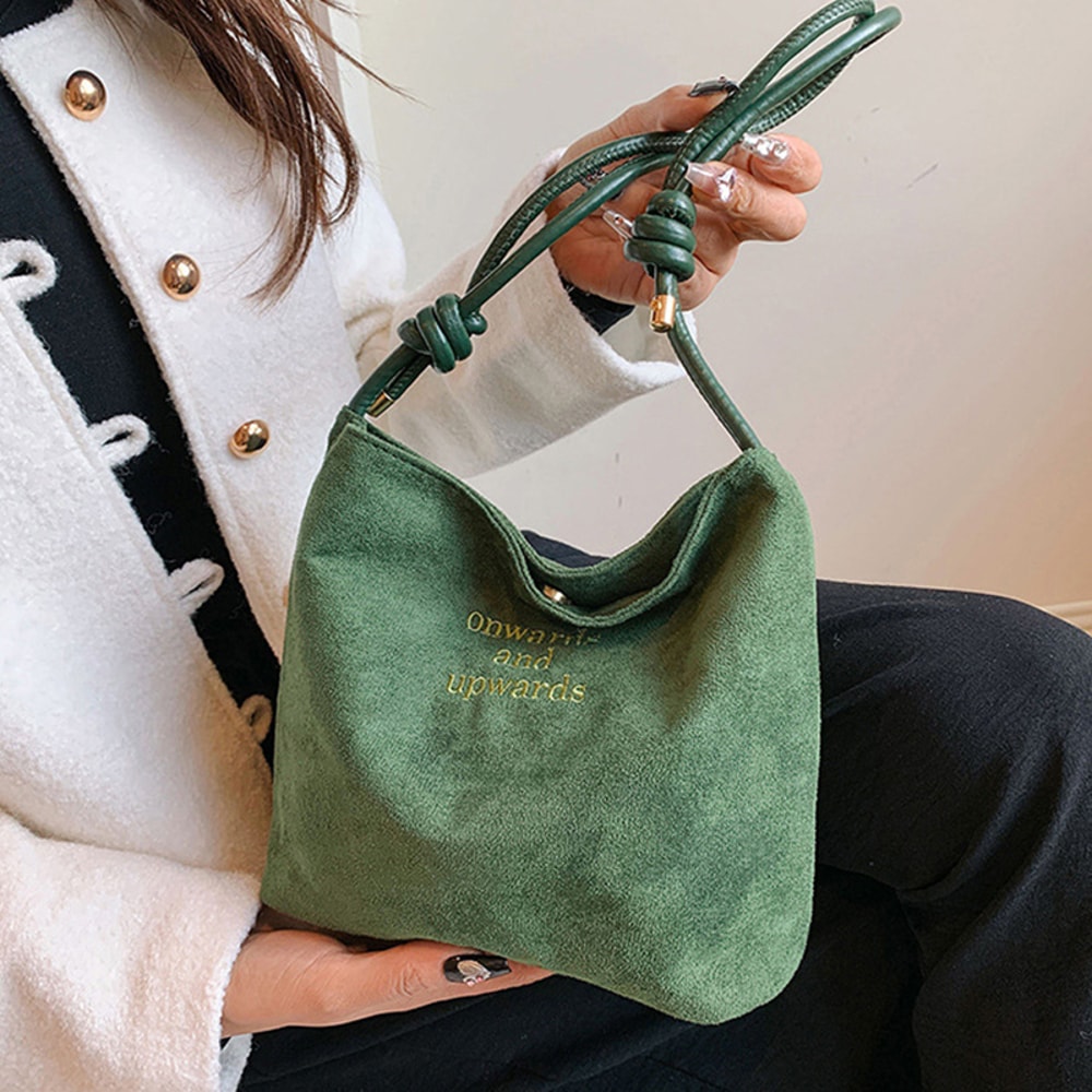 Retro Suede Handbag Large Capacity Purse Korean Style Shoulder Bag For Women 1