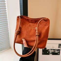 retro suede handbag large capacity purse korean style shoulder bag for women