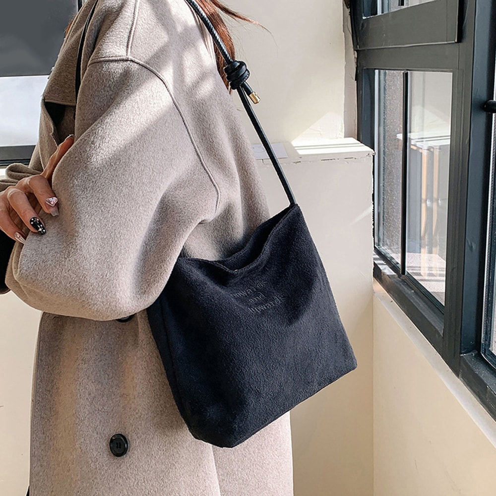 Retro Suede Handbag Large Capacity Purse Korean Style Shoulder Bag For Women 3