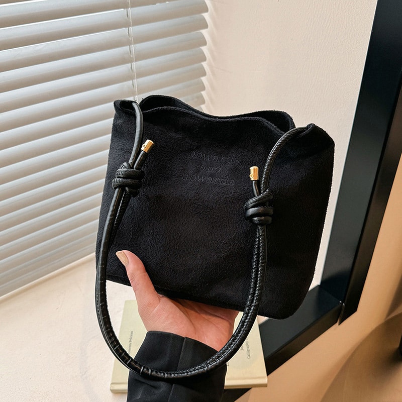 Retro Suede Handbag Large Capacity Purse Korean Style Shoulder Bag For Women 7