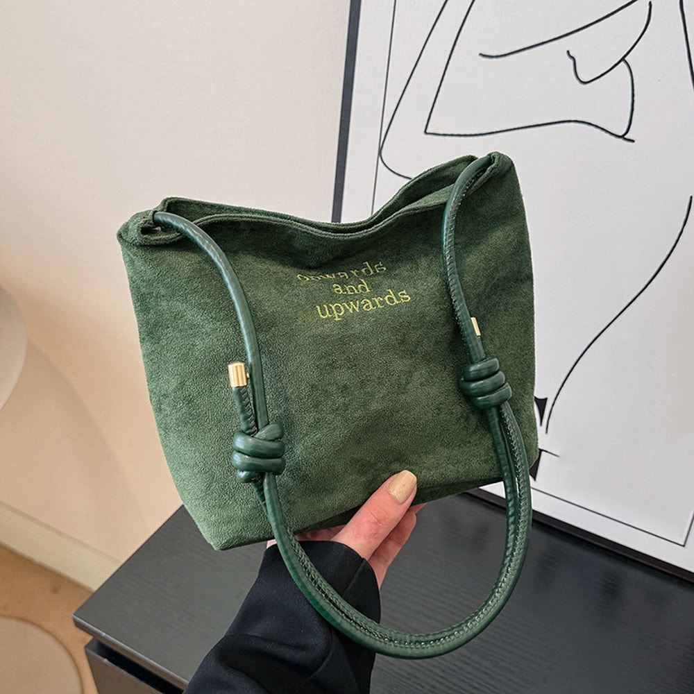 Retro Suede Handbag Large Capacity Purse Korean Style Shoulder Bag For Women 10