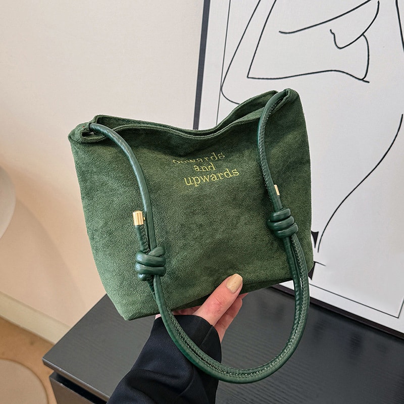 Retro Suede Handbag Large Capacity Purse Korean Style Shoulder Bag For Women 10
