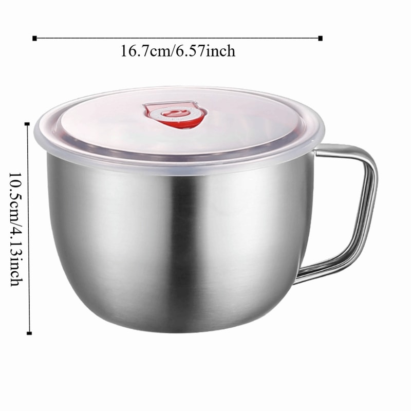 Stainless Steel Ramen Bowl With Lid Large Capacity Leak Proof Soup Container 5