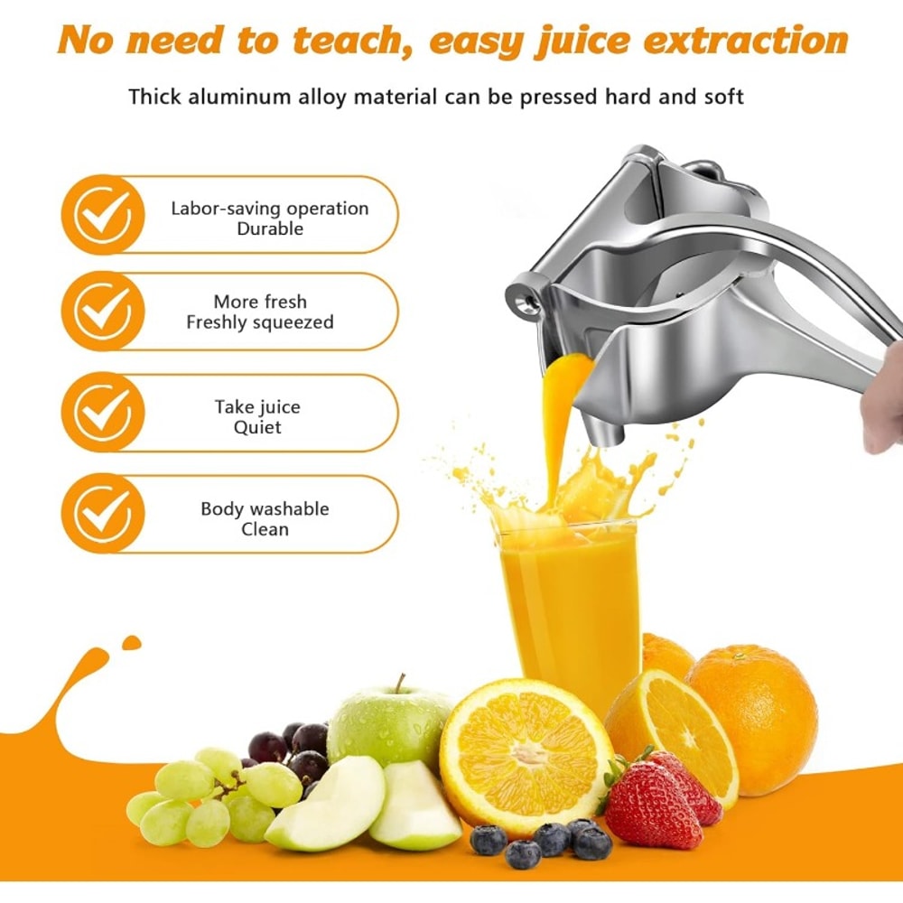 High-Pressure Manual Citrus Juicer Heavy Duty Lemon Squeezer Stainless Steel Extractor