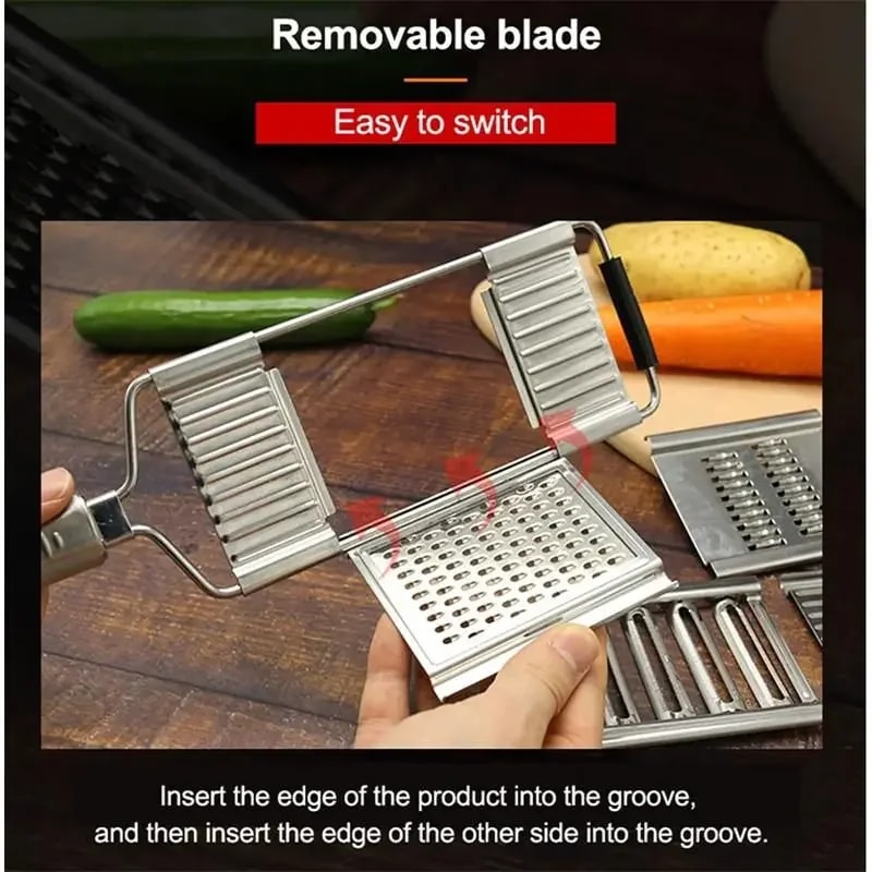Multi Purpose Vegetable Slicer With Stainless Steel Blades Manual Vegetable Cutter Set 2