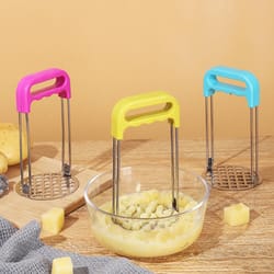 stainless steel potato masher press – compact manual food masher for baby food & kitchen use