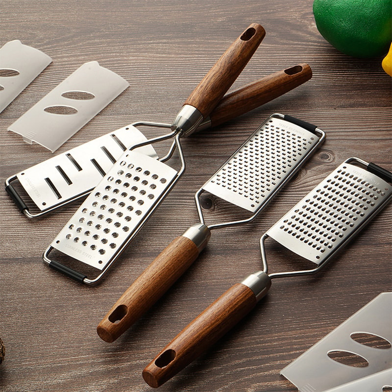 Premium Cheese Grater With Natural Wood Handle Stainless Steel Zester 5