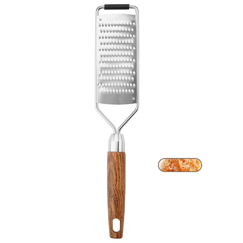 Premium Cheese Grater With Natural Wood Handle Stainless Steel Zester 6