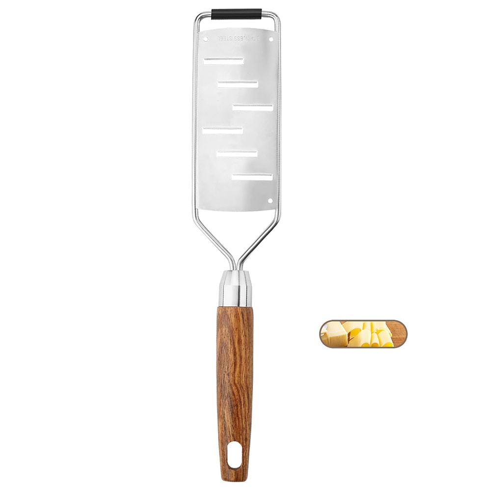 Premium Cheese Grater With Natural Wood Handle Stainless Steel Zester 7