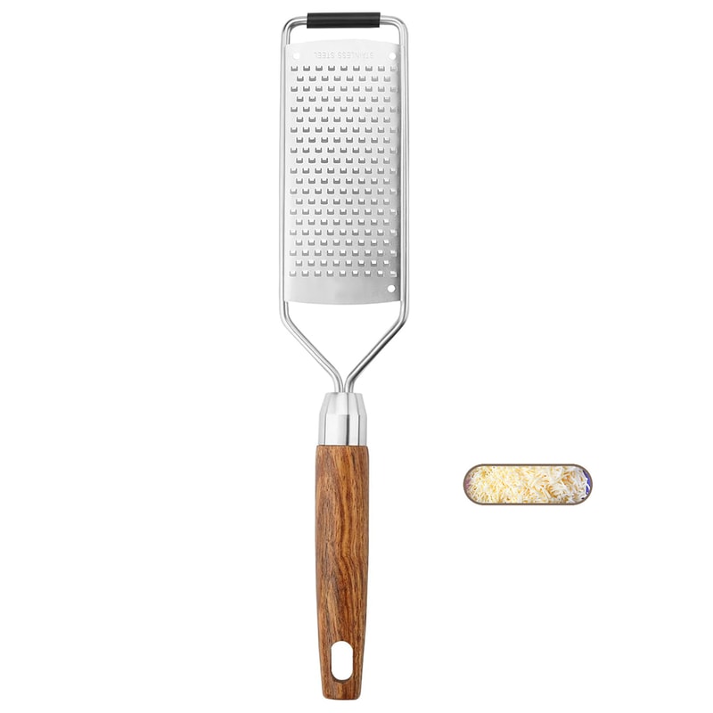 Premium Cheese Grater With Natural Wood Handle Stainless Steel Zester 8
