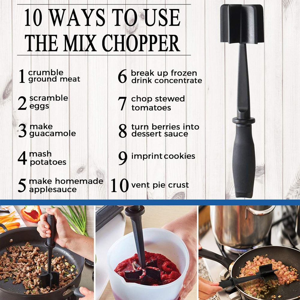 Ergonomic Meat Chopper for Ground Beef Blade Hamburger Masher Tool
