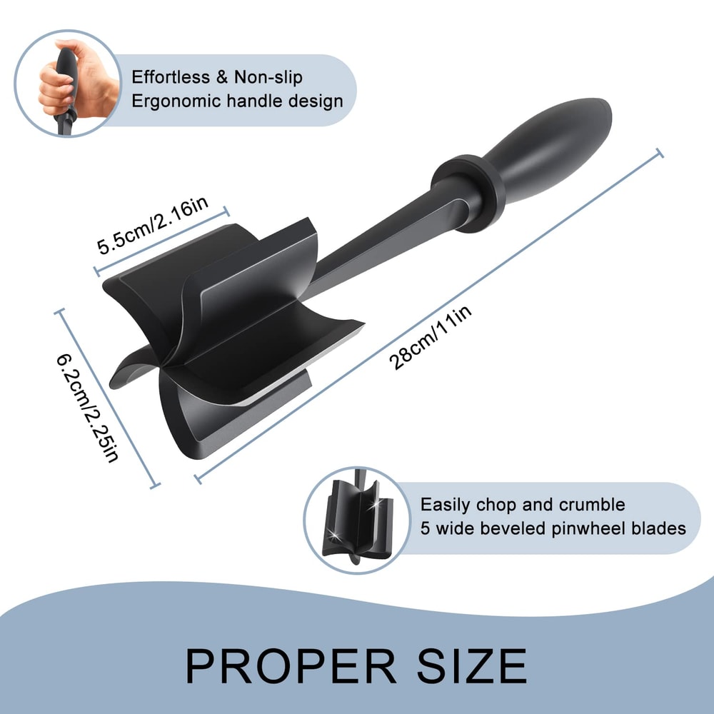 Ergonomic Meat Chopper for Ground Beef Blade Hamburger Masher Tool