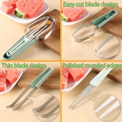 premium watermelon slicer cutter tool with fork stainless steel fruit cutting tool