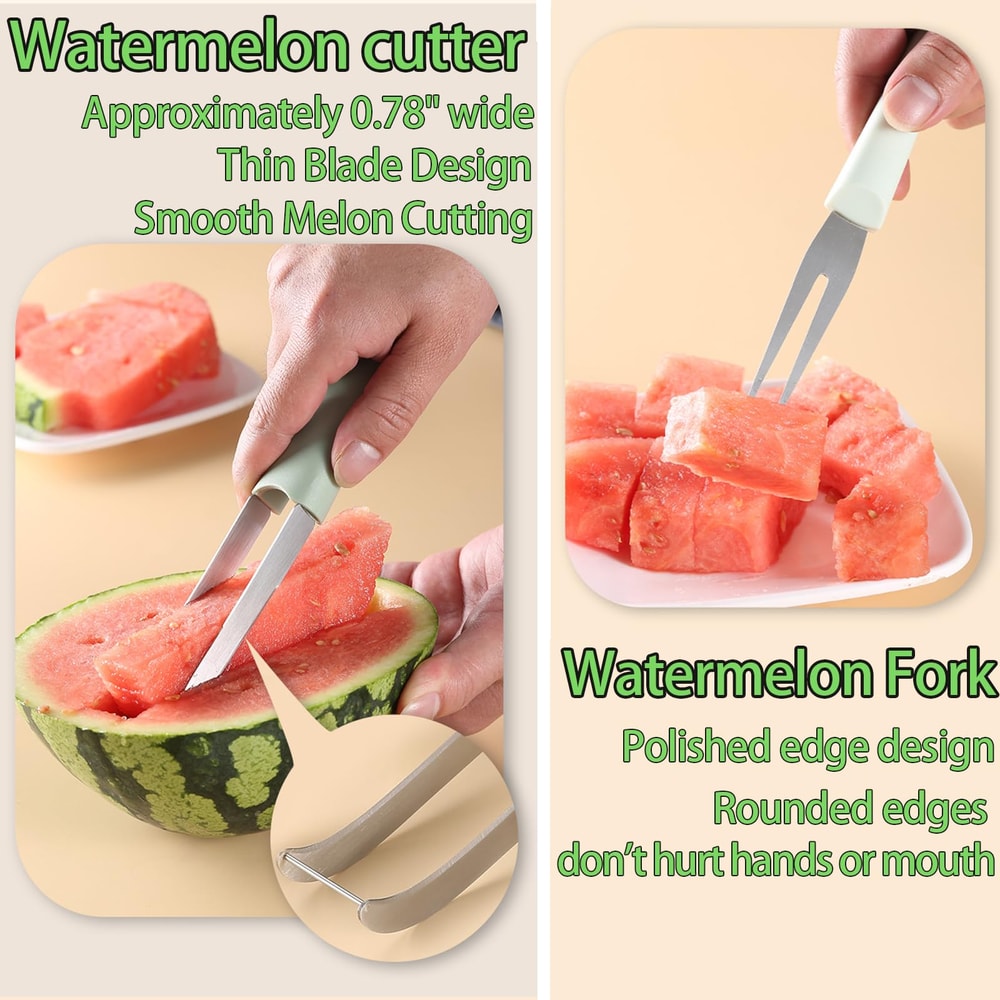 Premium Watermelon Slicer Cutter Tool With Fork Stainless Steel Fruit Cutting Tool 1