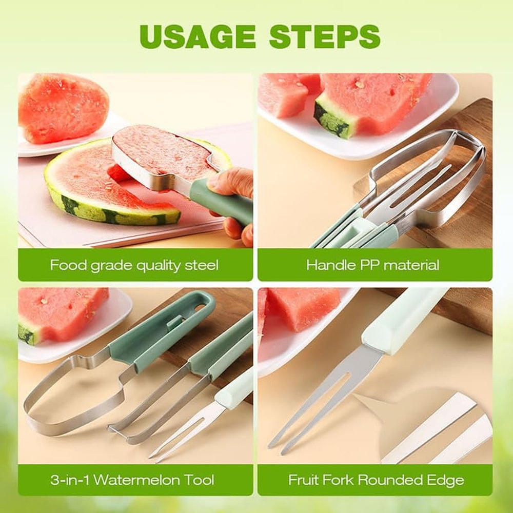 Premium Watermelon Slicer & Fruit Scooper Tool with Popsicle Mould