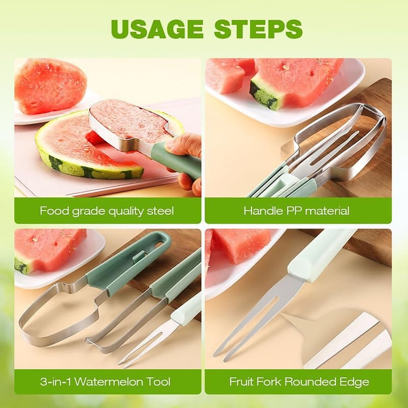Premium Watermelon Slicer & Fruit Scooper Tool with Popsicle Mould