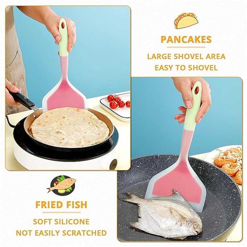 Heat-Resistant Silicone Pancake & Egg Spatula – Non-Stick Frying Tool