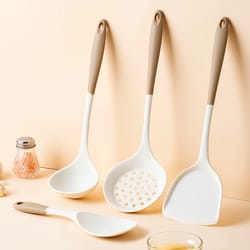 premium silicone kitchen utensil set – non stick spatula ladle & spoon