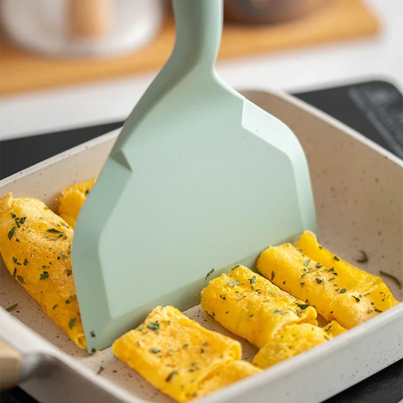 Premium Wide Mouth Heat Resistant Non Stick Silicone Spatula Pancake & Omelette Turner Kitchen Cooking Tool
