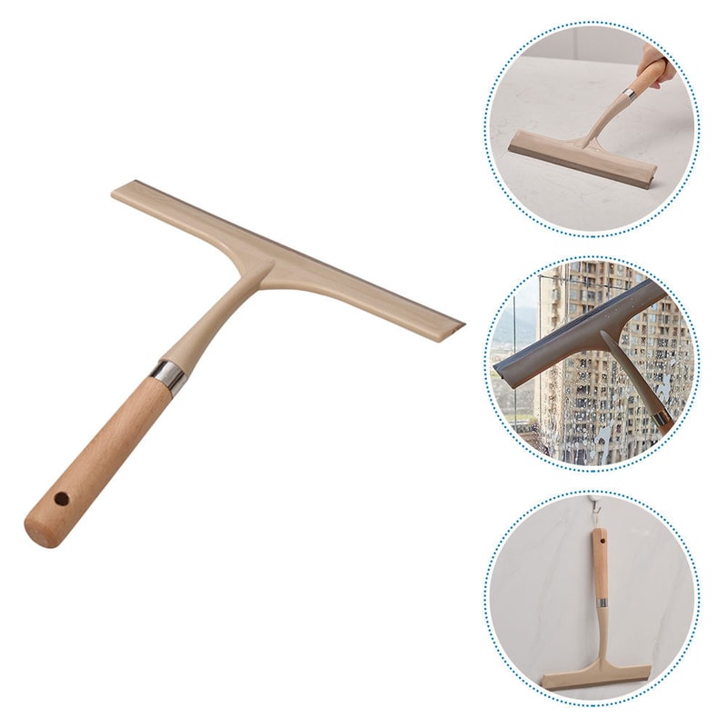 Premium Glass Cleaning Tool with Beech Wood Handle – Window Squeegee for Bathroom, Car & Mirror