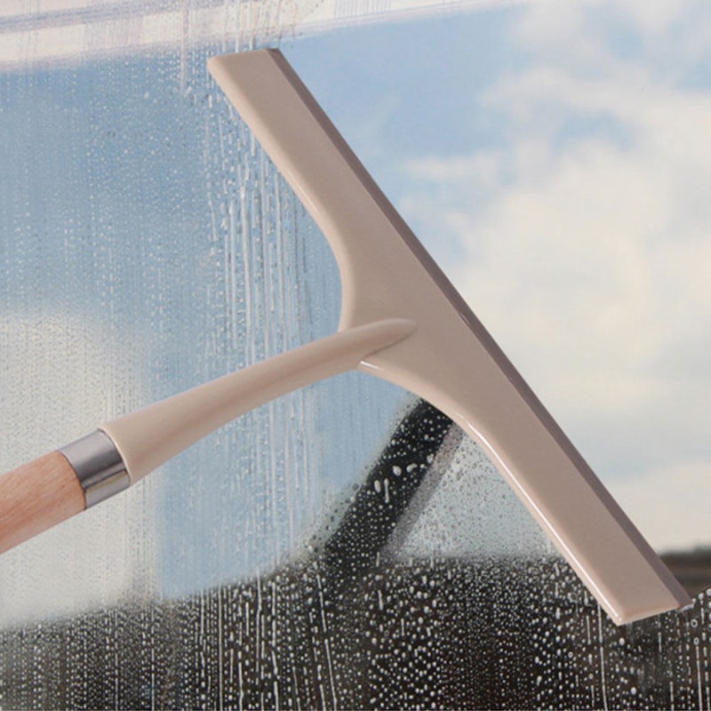 Premium Glass Cleaning Tool with Beech Wood Handle – Window Squeegee for Bathroom, Car & Mirror