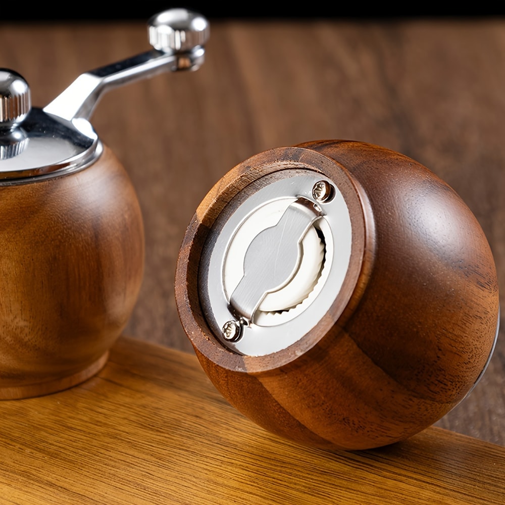 Premium Wooden Hand-Crank Pepper and Salt Grinder for Cooking