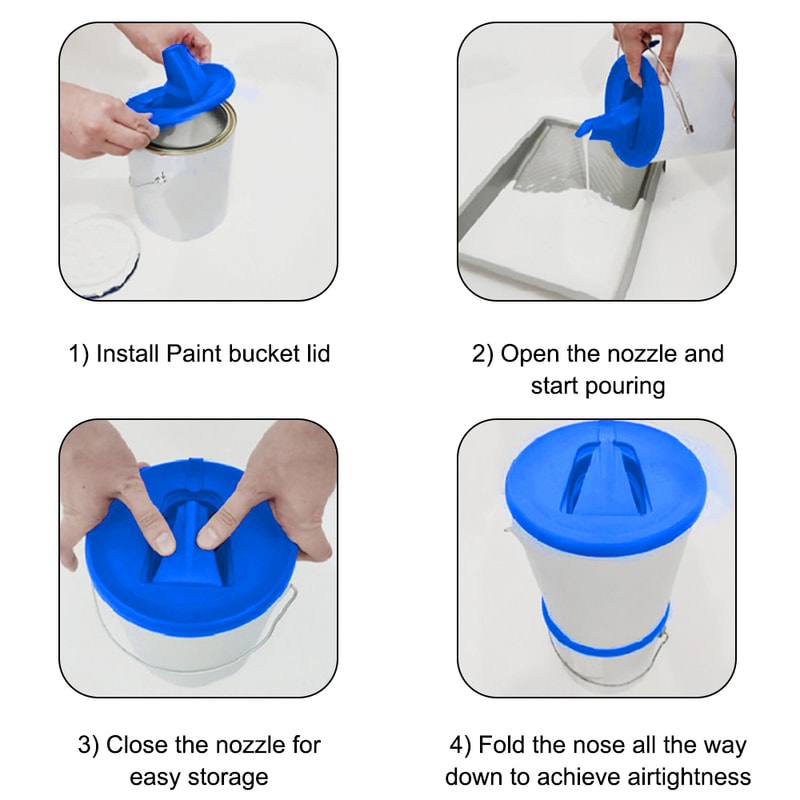 Retractable Paint Can Lid with Foldable Pouring Spout and Airtight Seal