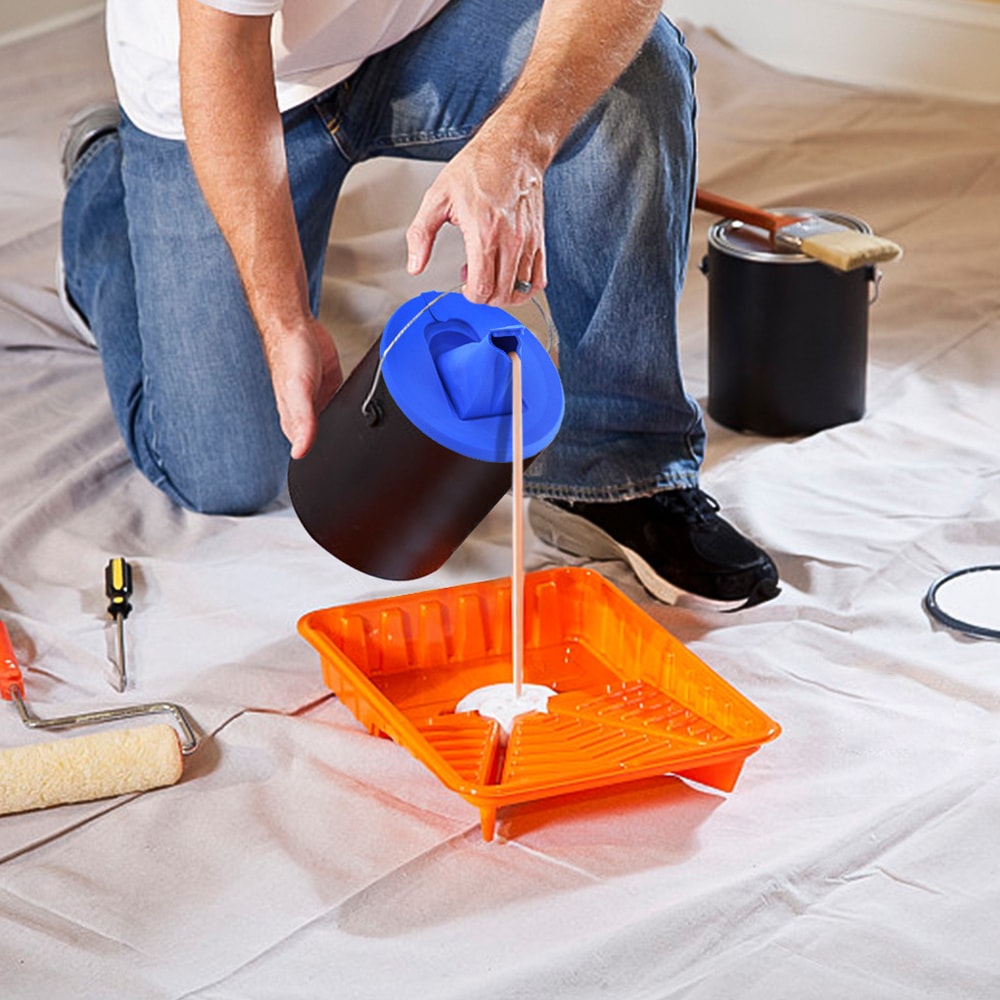 Retractable Paint Can Lid with Foldable Pouring Spout and Airtight Seal
