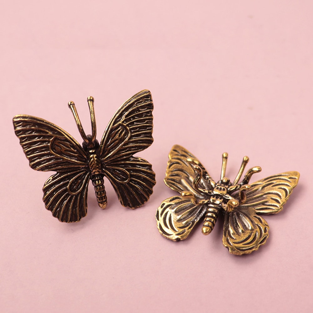 Antique Brass Butterfly Figurine Desktop Ornament for Home Decor