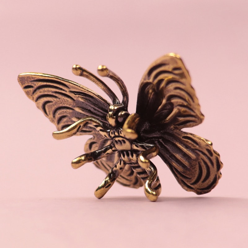 Antique Brass Butterfly Figurine Desktop Ornament for Home Decor