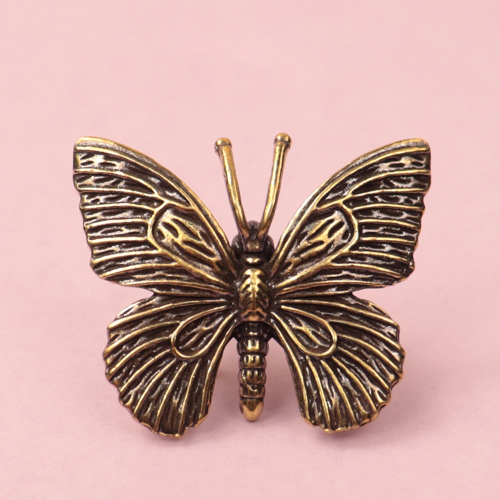 Antique Brass Butterfly Figurine Desktop Ornament for Home Decor