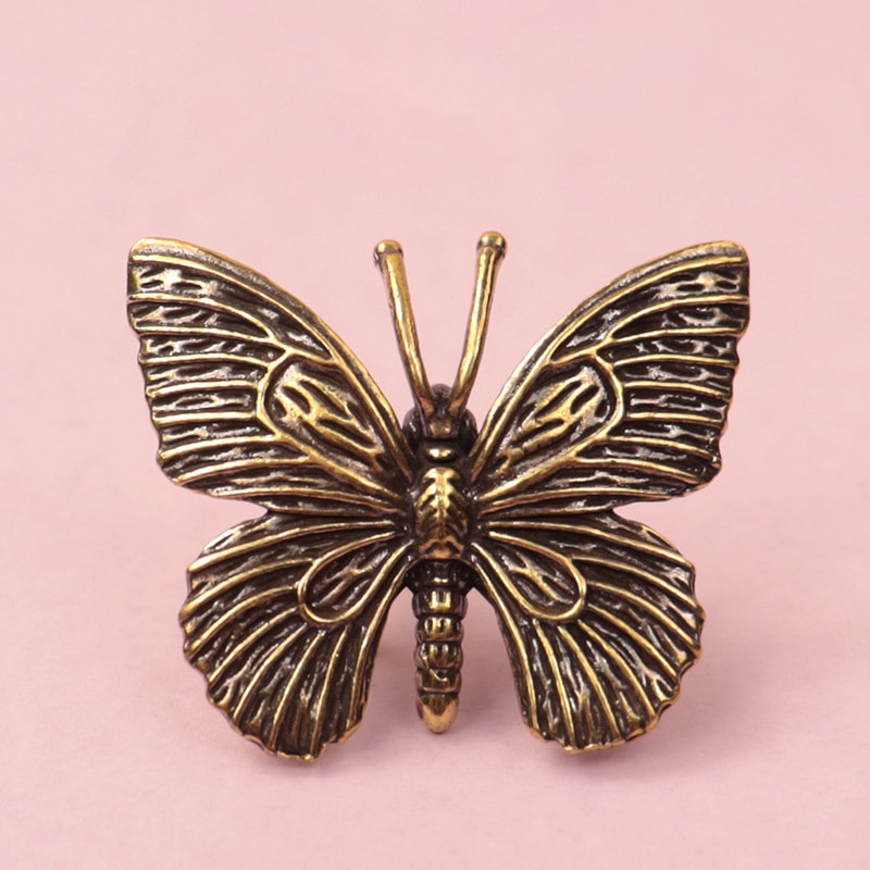 Antique Brass Butterfly Figurine Desktop Ornament for Home Decor