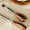 Cirelle Wooden Kitchen Tongs With Walnut Tips NonScratch HeatResistant Stainless Steel Salad Tongs 0