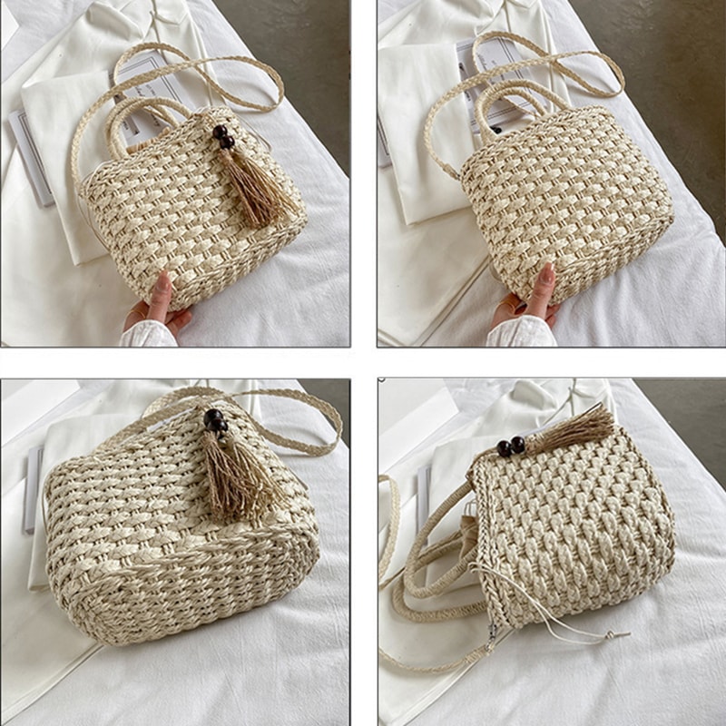 Bohemian Straw Rattan Crossbody Bag For Summer Beach Travel 3