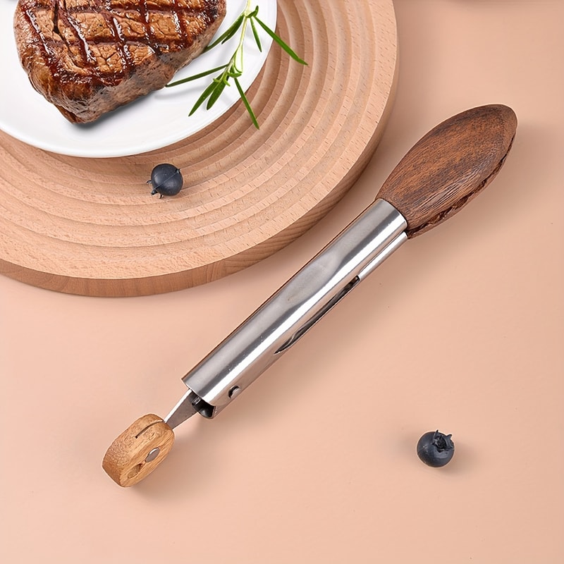 Premium Walnut Wood Stainless Steel Cooking Tong AntiSlip Kitchen Salad Tool 3