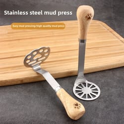 little bear stainless steel potato masher & puree press tool for smooth meals