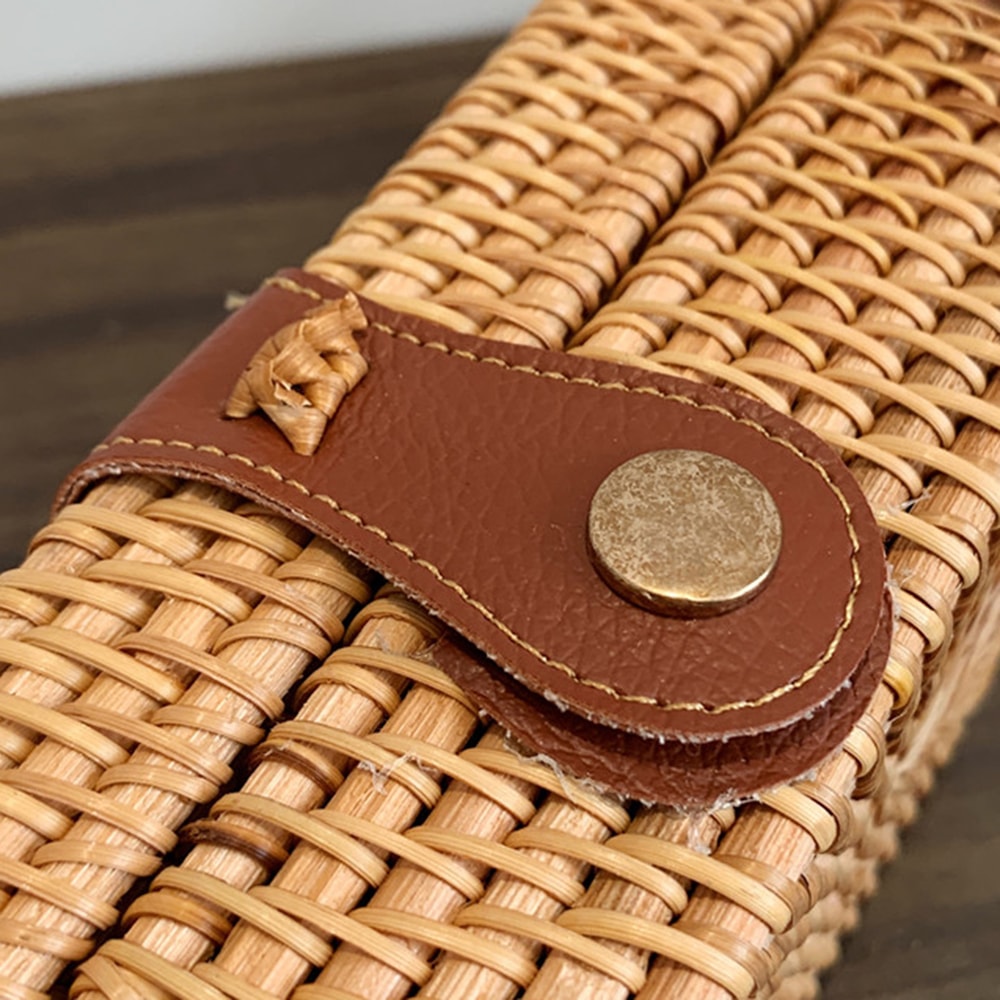 Handmade Rattan Crossbody Bag for Women Adjustable, Large Capacity, Durable