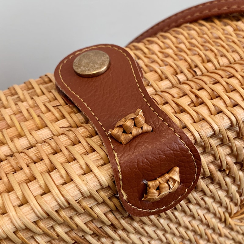 Handmade Rattan Crossbody Bag for Women Adjustable, Large Capacity, Durable