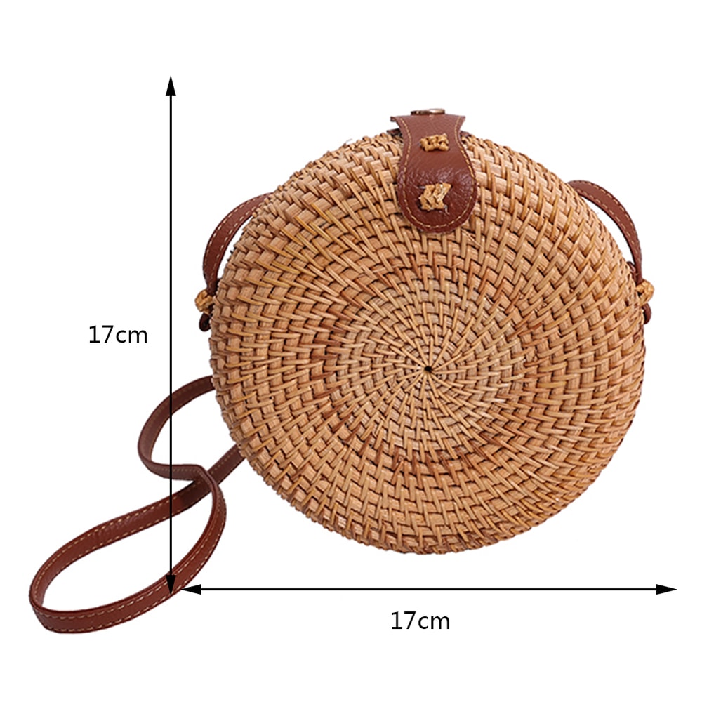 Handmade Rattan Crossbody Bag for Women Adjustable, Large Capacity, Durable