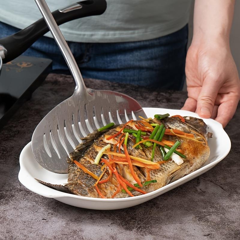 Premium Stainless Steel Fish Turner Nonstick Long Handle Spatula for Cooking