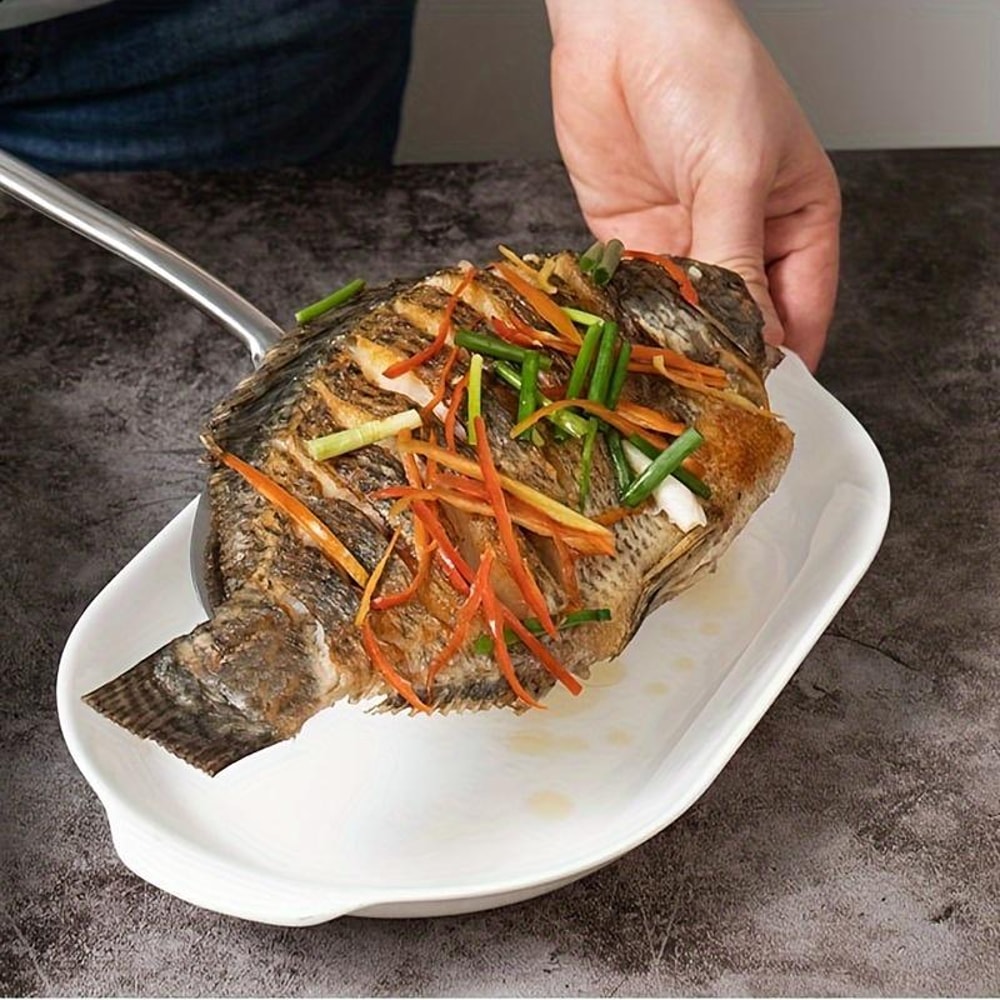 Premium Stainless Steel Fish Turner Nonstick Long Handle Spatula for Cooking