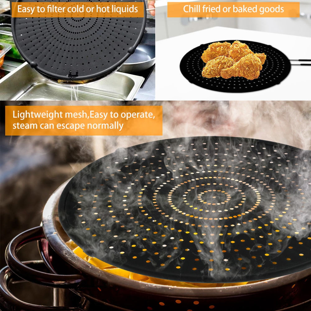 Foldable Silicone Splatter Screen HeatResistant Frying Pan Lid Oil Splash Guard 1