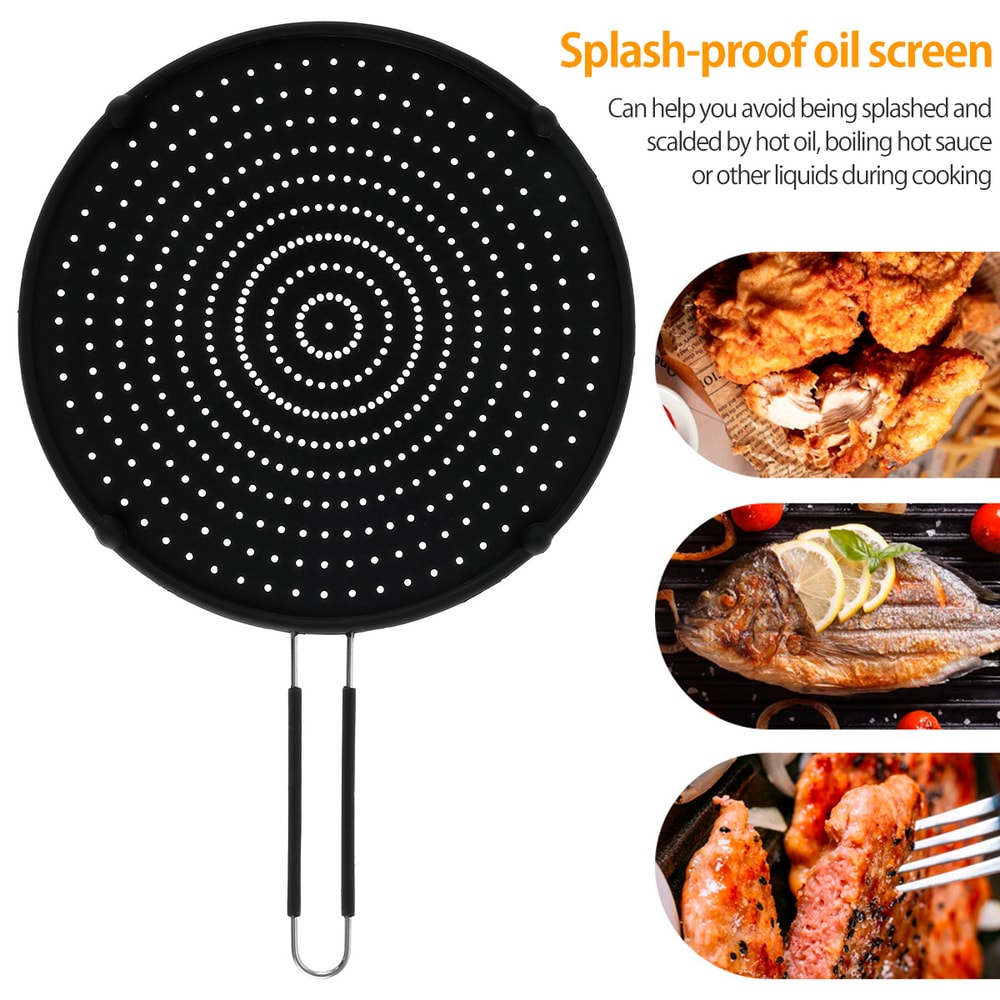 Foldable Silicone Splatter Screen HeatResistant Frying Pan Lid Oil Splash Guard 2