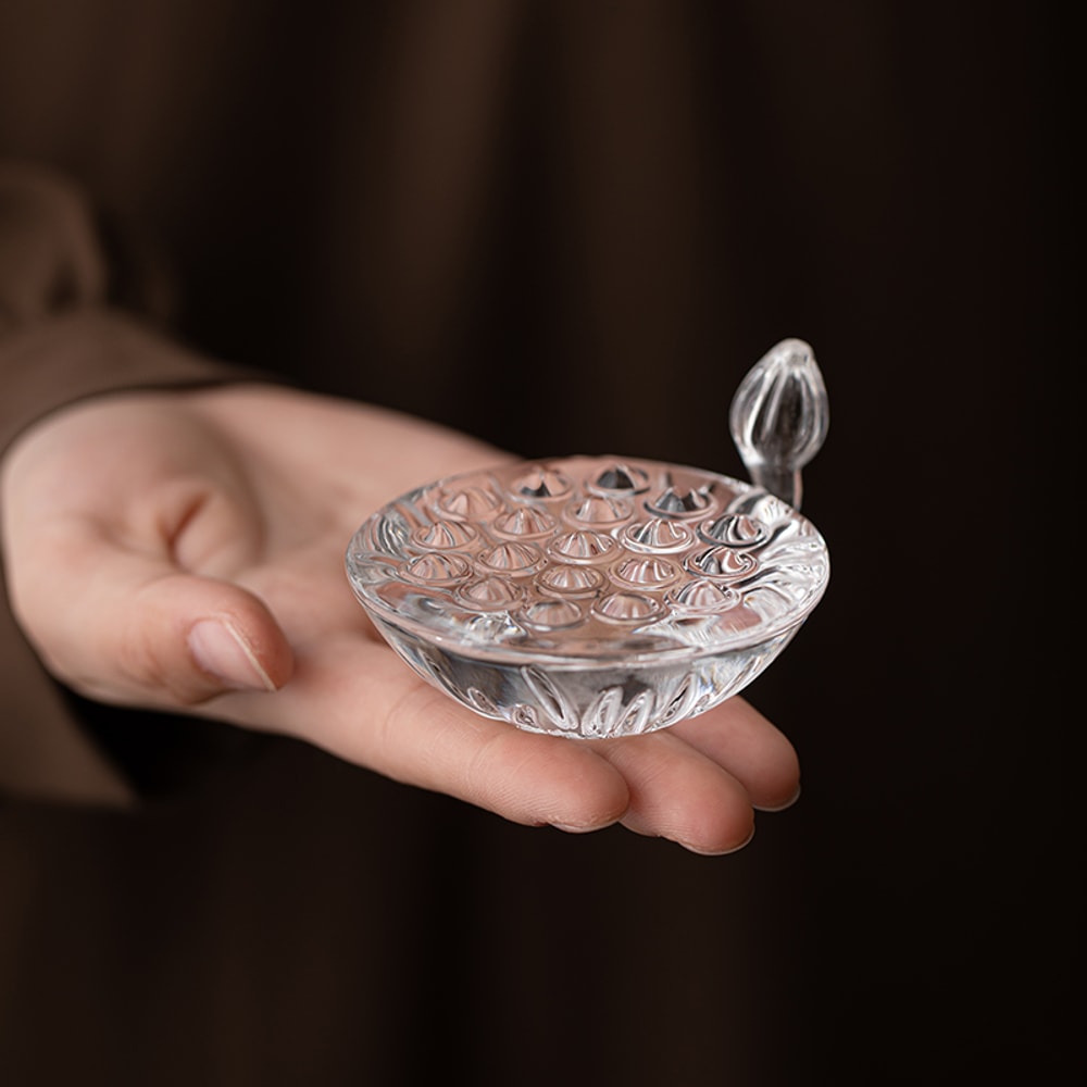 Transparent Glass Lotus Cover Holder For Tea Ceremony HeatResistant Teapot Accessory 0