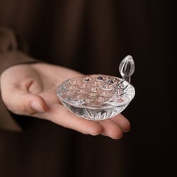 transparent glass lotus cover holder for tea ceremony heat-resistant teapot accessory