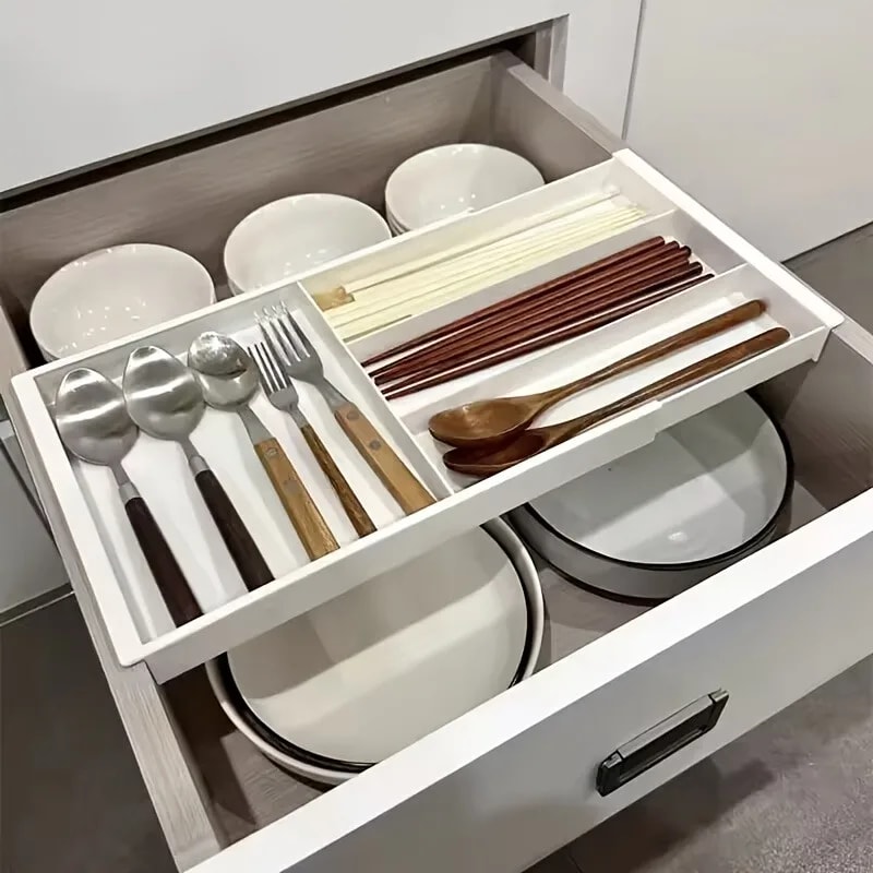 Expandable Cutlery Organizer Silverware Tray For Kitchen Drawers 2