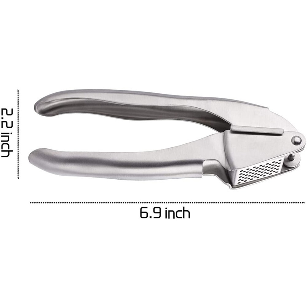 Stainless Steel Garlic Press Easy Squeeze Rustproof Garlic Crusher with Peeler