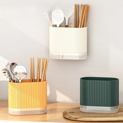 wall mount chopsticks holder kitchen organizer with drain tray no drill utensil storage rack
