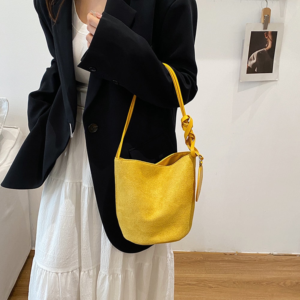 LunaSoft Suede Shoulder Bag Large Capacity Bucket Tote Purse For Women 1